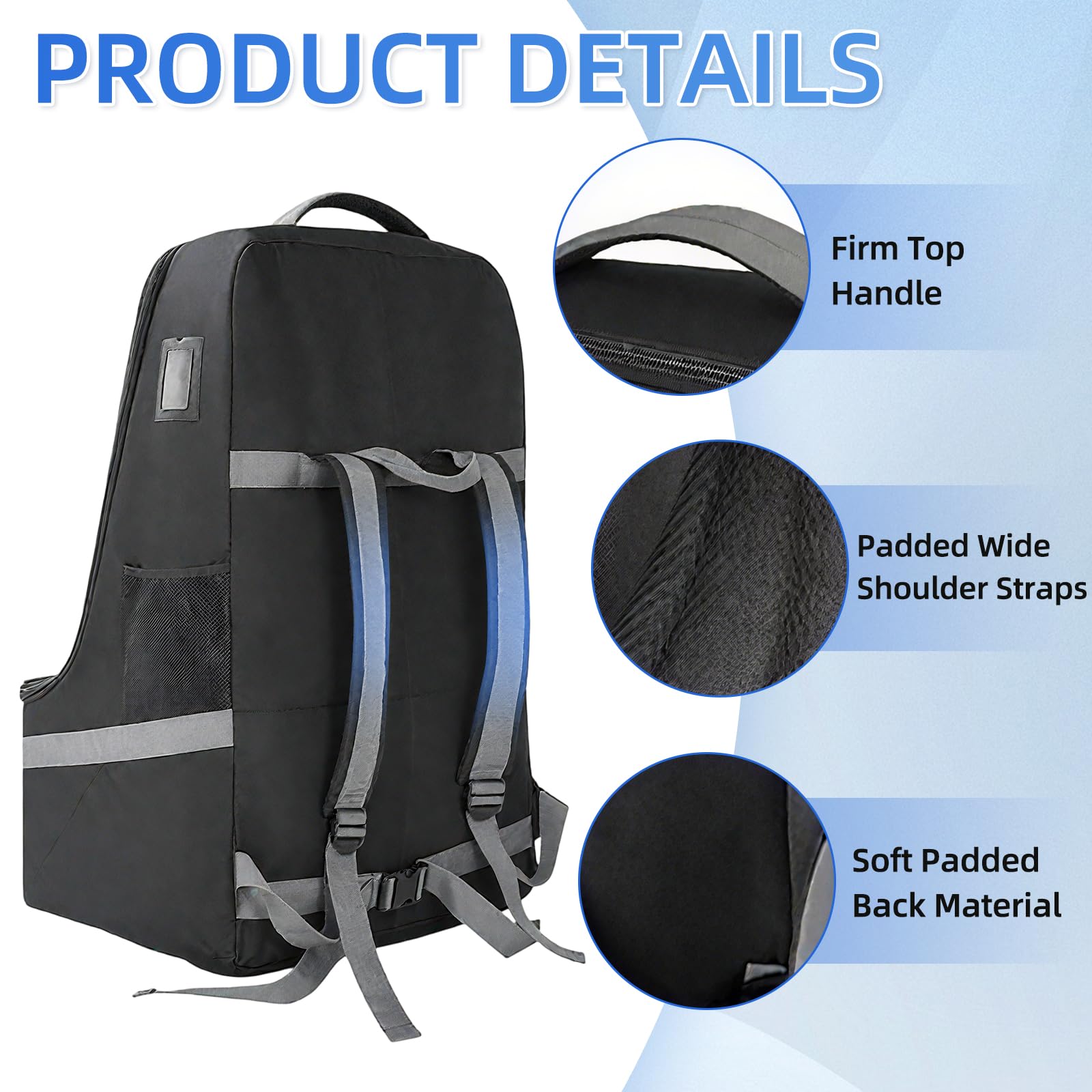 Sac à dos de voyage pour siège de voiture pour avion, housse rembourrée et imperméable pour siège auto, siège rehausseur pour nourrisson, porte-chèques avec bretelles, sac à dos de voyage