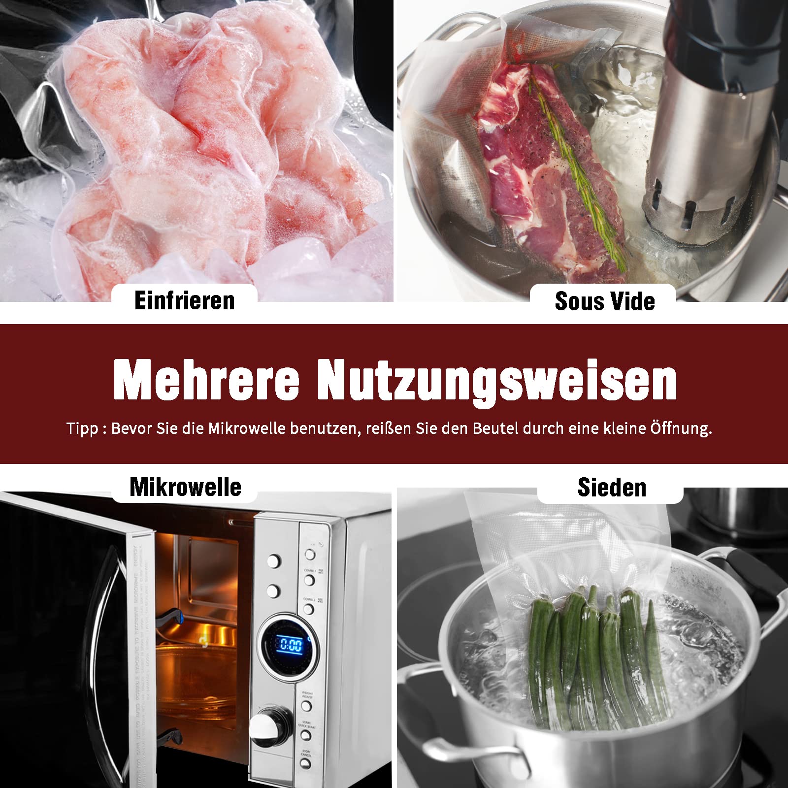 3 Rotoli Sacchetti Sottovuoto 28x600 Cm - Senza BPA, Per Alimenti E Cottura Sous Vide - Foto 7