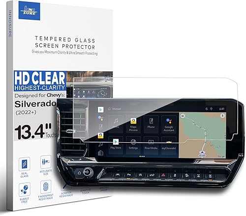 Protector de pantalla de vidrio brillante diseñado para Chevy All New Silverado 2022 2023, pantalla táctil de 13.4 pulgadas, accesorios antihuellas