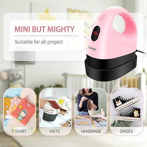 Miniatura 6 de Calogy Mini prensa de calor, máquina de transferencia de calor, control de temperatura constante, base de seguridad aislada, se adapta a