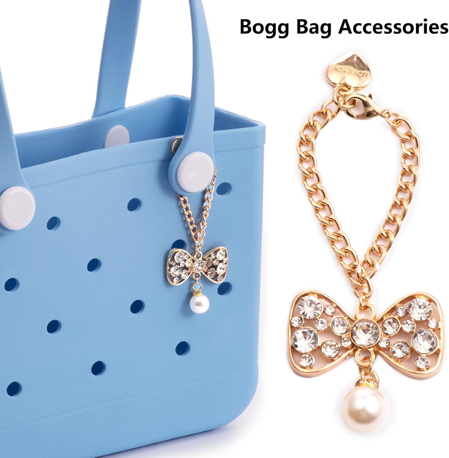 2 Pack Cute Keychains for Women: Rhinestone Butterfly Pom Pom & Bow Bag Charms - Purse Accessories(Fits Bogg Bags) - Image 3