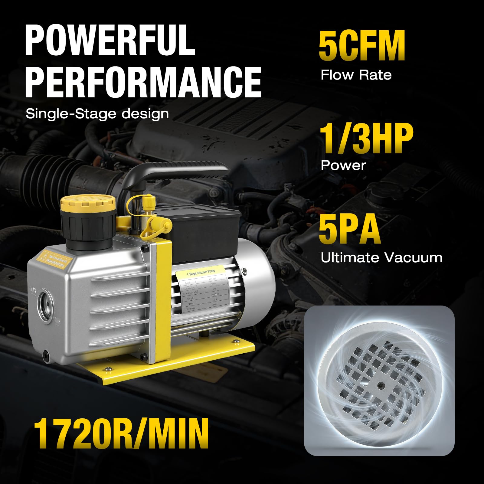 Jack Boss Pompa a vuoto A2L 5 CFM, 5 Pa Ultimate Vacuum Resin Degassing