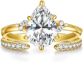 Btysun Wedding Rings for Women Engagement Gifts Promise Rings for Her Gold Stackable Ring Set 2ct 5A+ Cubic Zirconia Ring Teardrop Cut Anniversary Birthday Gift for Her Size 5-10