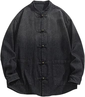 Chinese Style Denim Jackets Men Vintage Loose Coat Autumn Casual Jacket Outwear Hip Hop Harajuku Jacket
