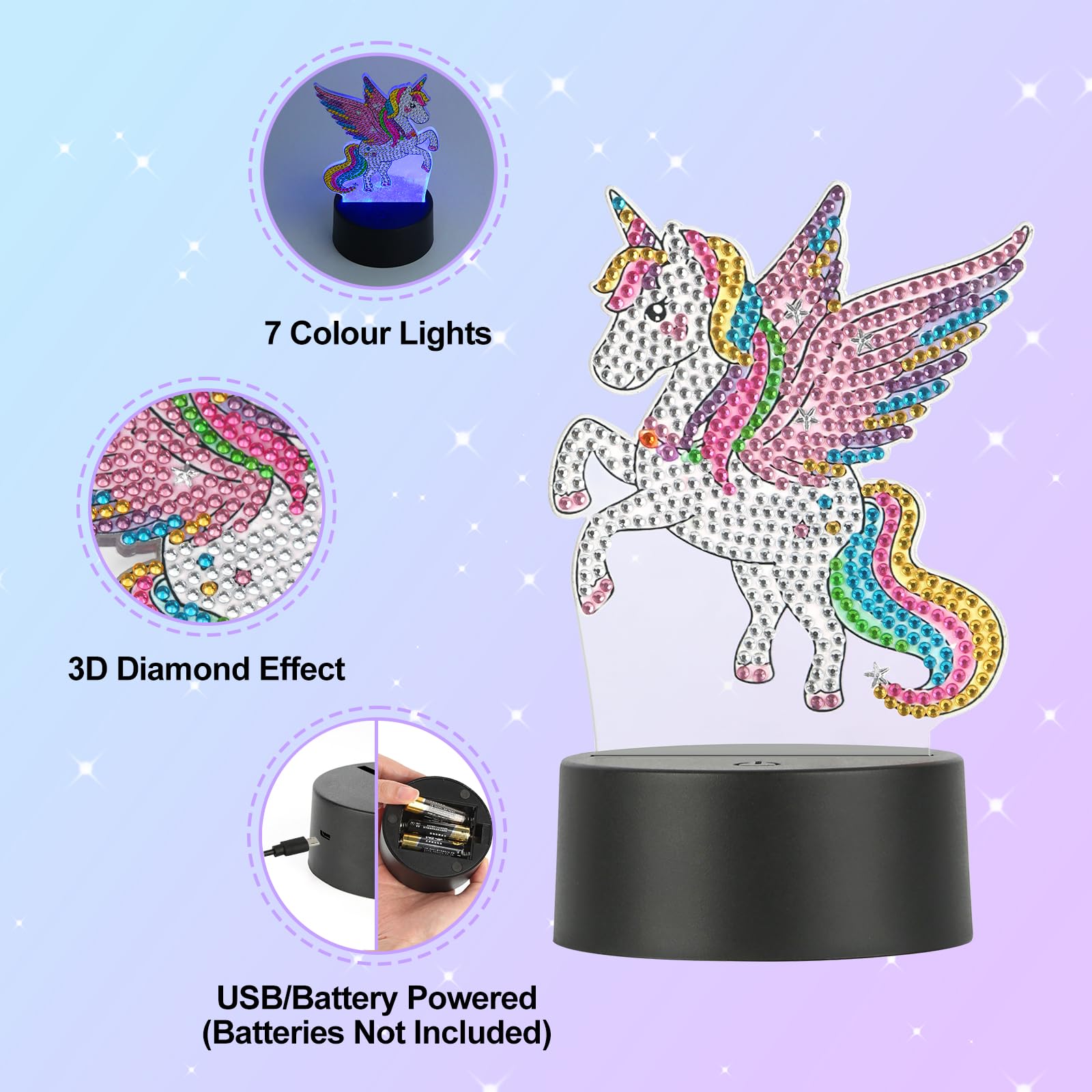 Withosent Unicorno Luce Notturna Bambini, Kit Lampada Luna, DIY Kit Lavoretti Creativi Per Bambini Unicorni Bambina Regalo Lavoretti Per Ragazze Ragazzi Di 3 4 5 6 7 8 Anni