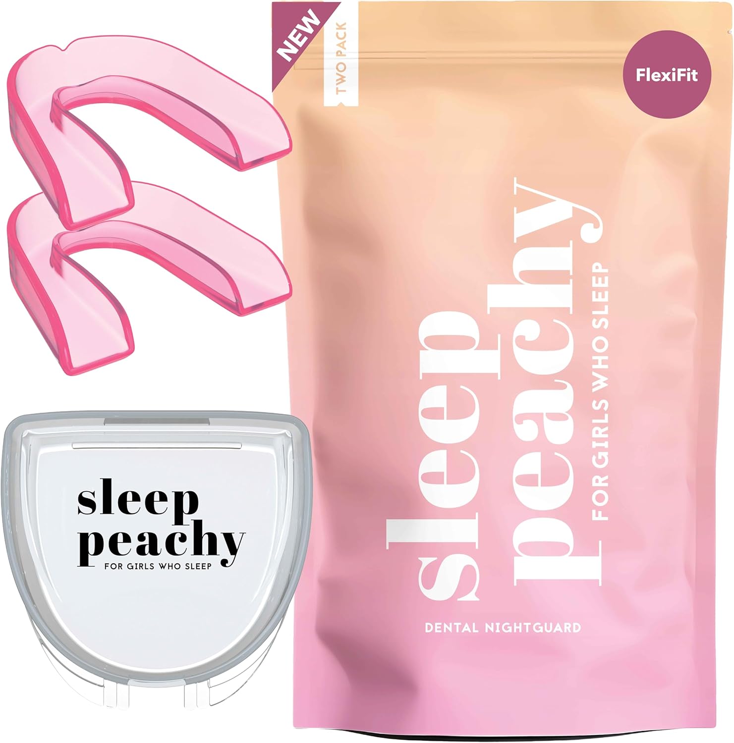 FlexiFit Night Guard for Women - Pack of 2 Mouth Guards for Teeth Grinding, Clenching and Bruxism (Pink)