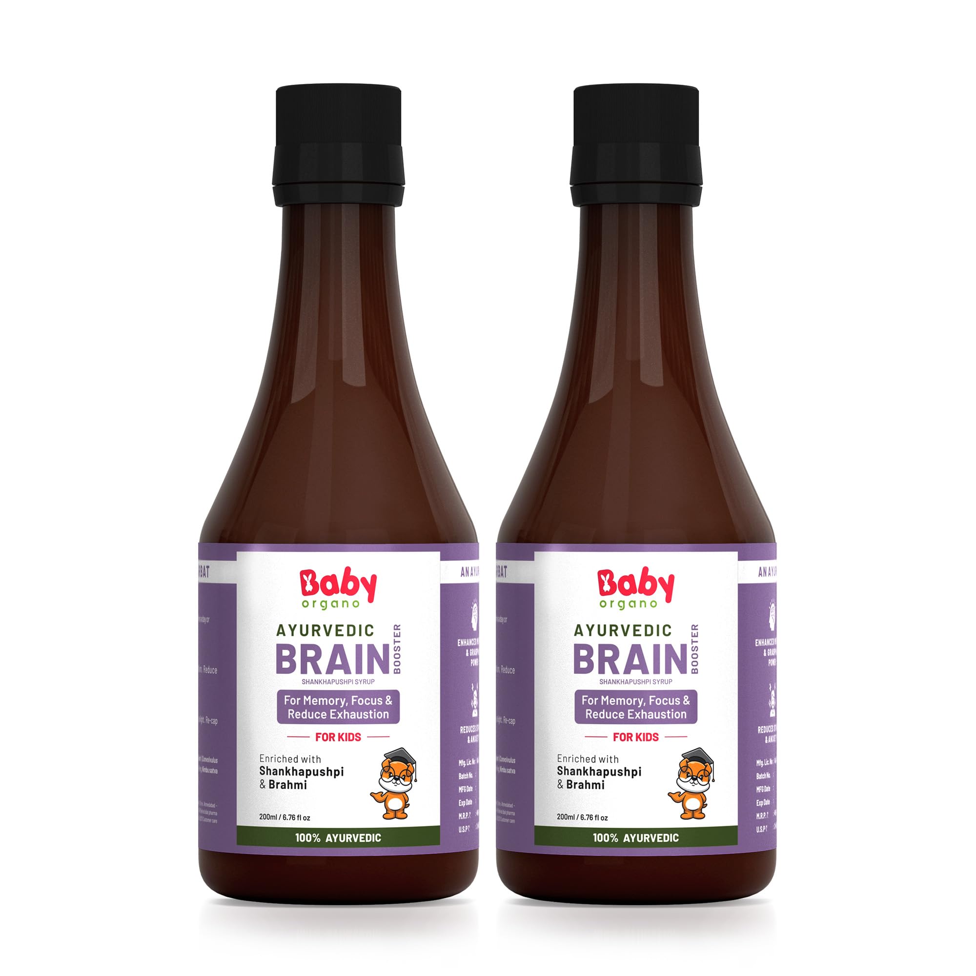 Babyorgano Ayurvedic Shankhpushpi, Brahmi Brain Booster Syrup for Kids 200ml Combo (5-15 Years) | Concentration, Memory, Focus FDA Approved (B0CV9ZRPM5) Amazon Price History, Amazon Price Tracker