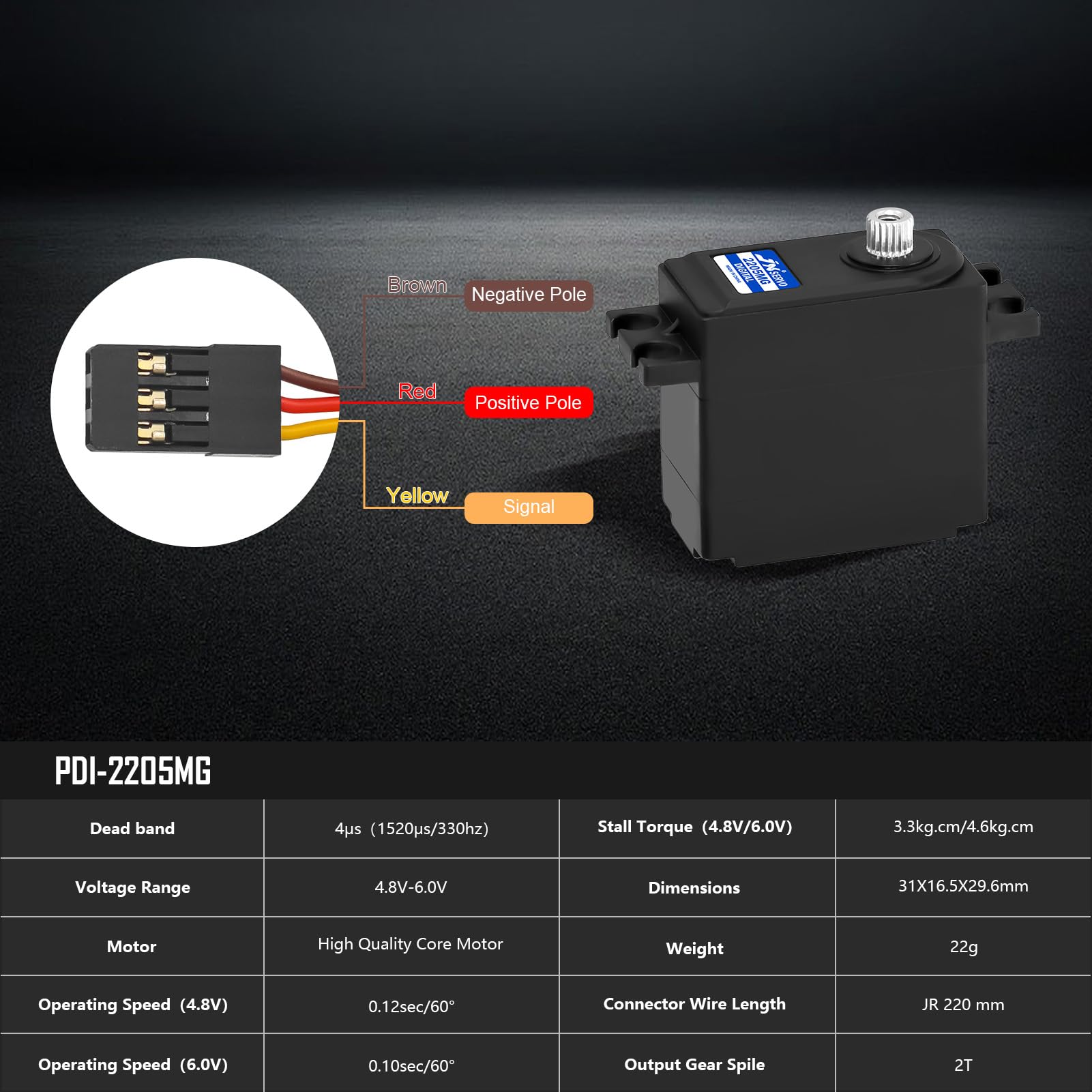 GOUPRC 22G Micro Digital RC Servo d'engrenages en métal avec klaxon servo pour Hyper Go 1/14 H14BM MJX 14209 14210 RC Car, mise à niveau du modèle de pièces de servo
