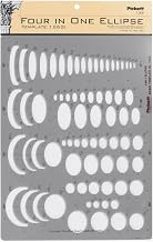 Pickett Combination Ellipse Master Template 1269I - Ellipses 15° 30° 45° 60° Projections - Gris