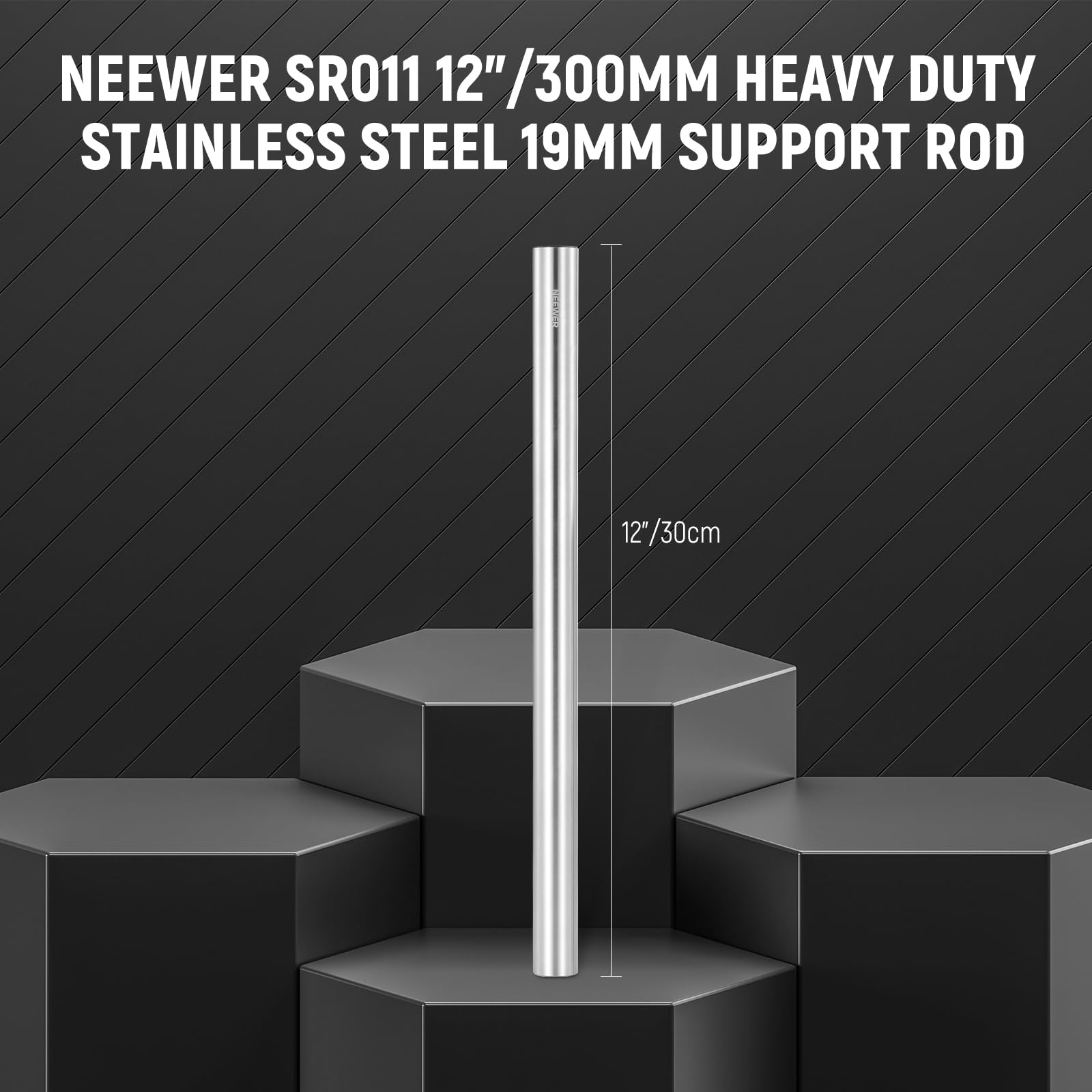 NEEWER 30cm サポートロッド レールロッド テンレス鋼製 直径19mm Amazon | NEEWER 300mmサポートロッド レールロッド テンレス鋼