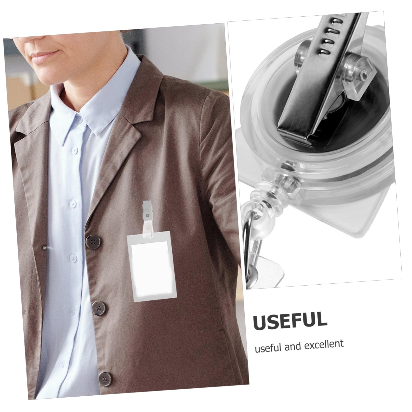 DOITOOL Clip per Badge in Plastica Pvc Rigida 100 Pezzi con Design Semplice e Resistente, Porta Badge Portatile per Lavoro e Ufficio