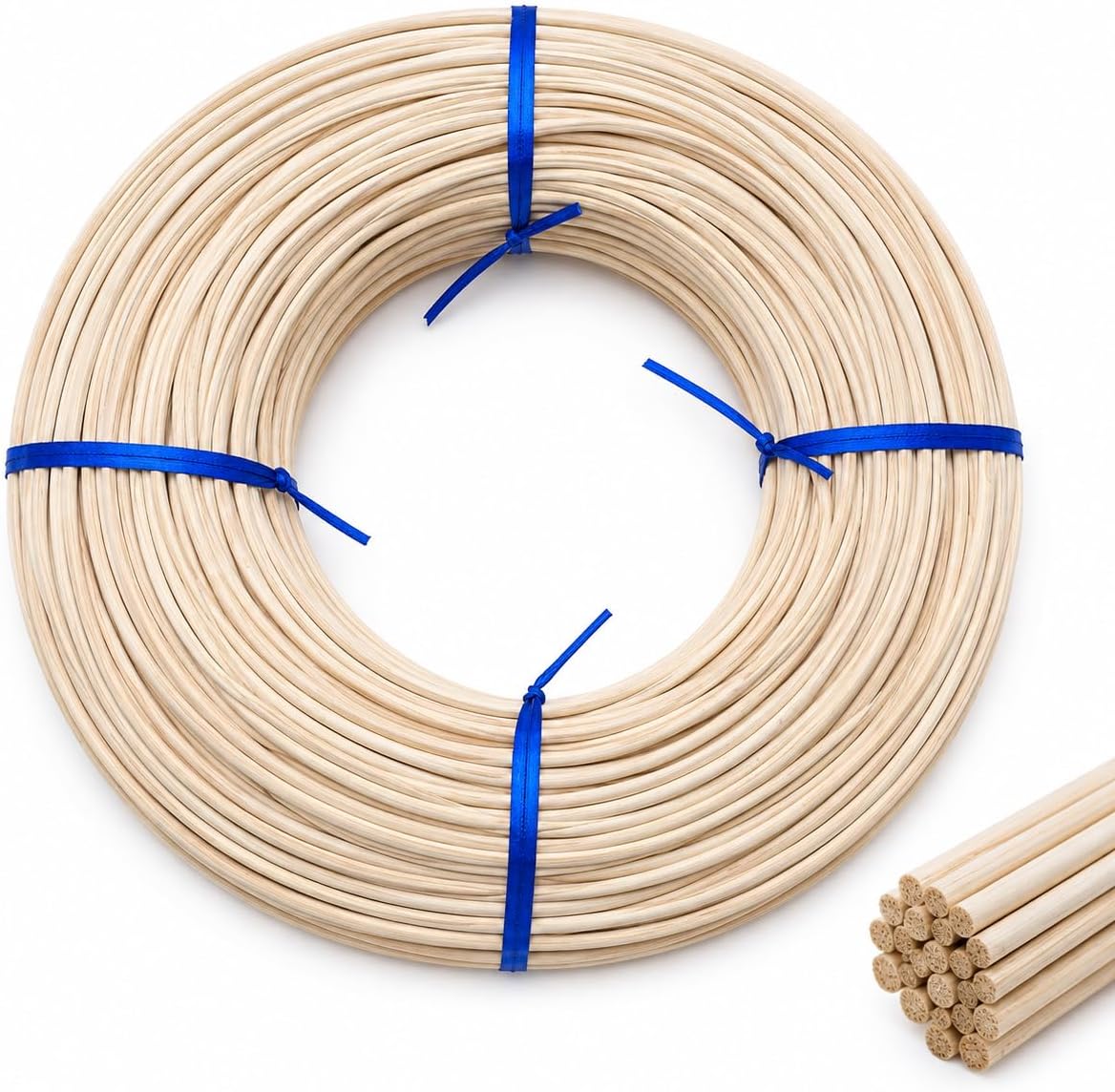 PEDDIG SHOP 3 mm Round Rattan Reed – Natural Cane Coil for Basket Weaving, Wicker Furniture Making, Wicker Repair, Chair Caning & DIY Craft Supplies