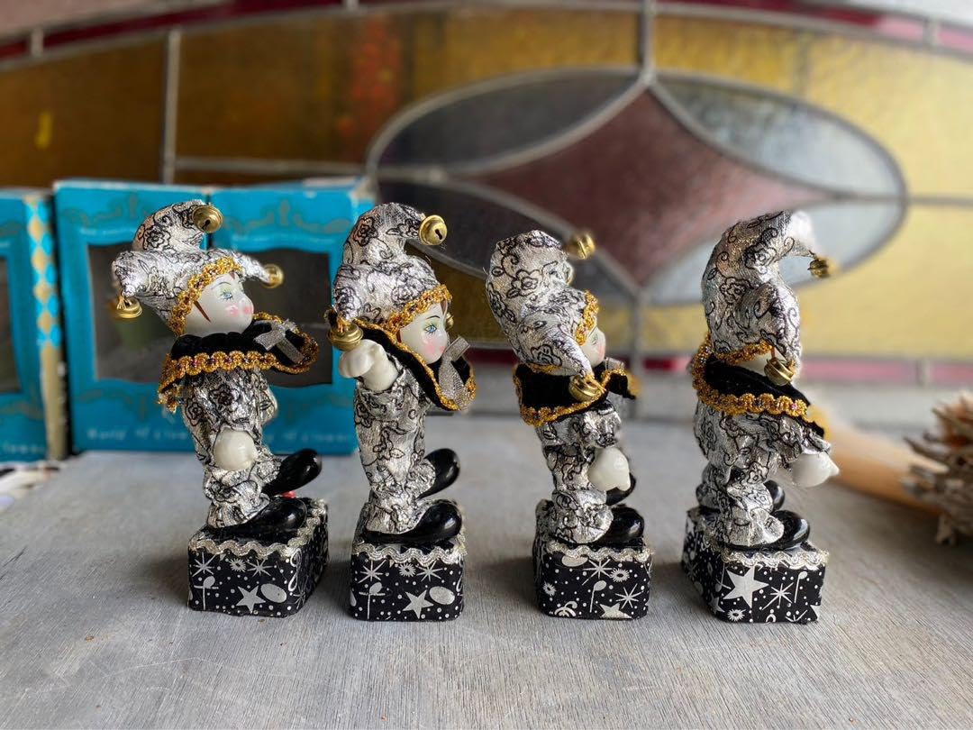 ピエロ 人形 アンティーク オルゴール 陶器 インテリア SANKYO 三協/ホワイトピエロ/オルゴール/星に願いを/陶器人形