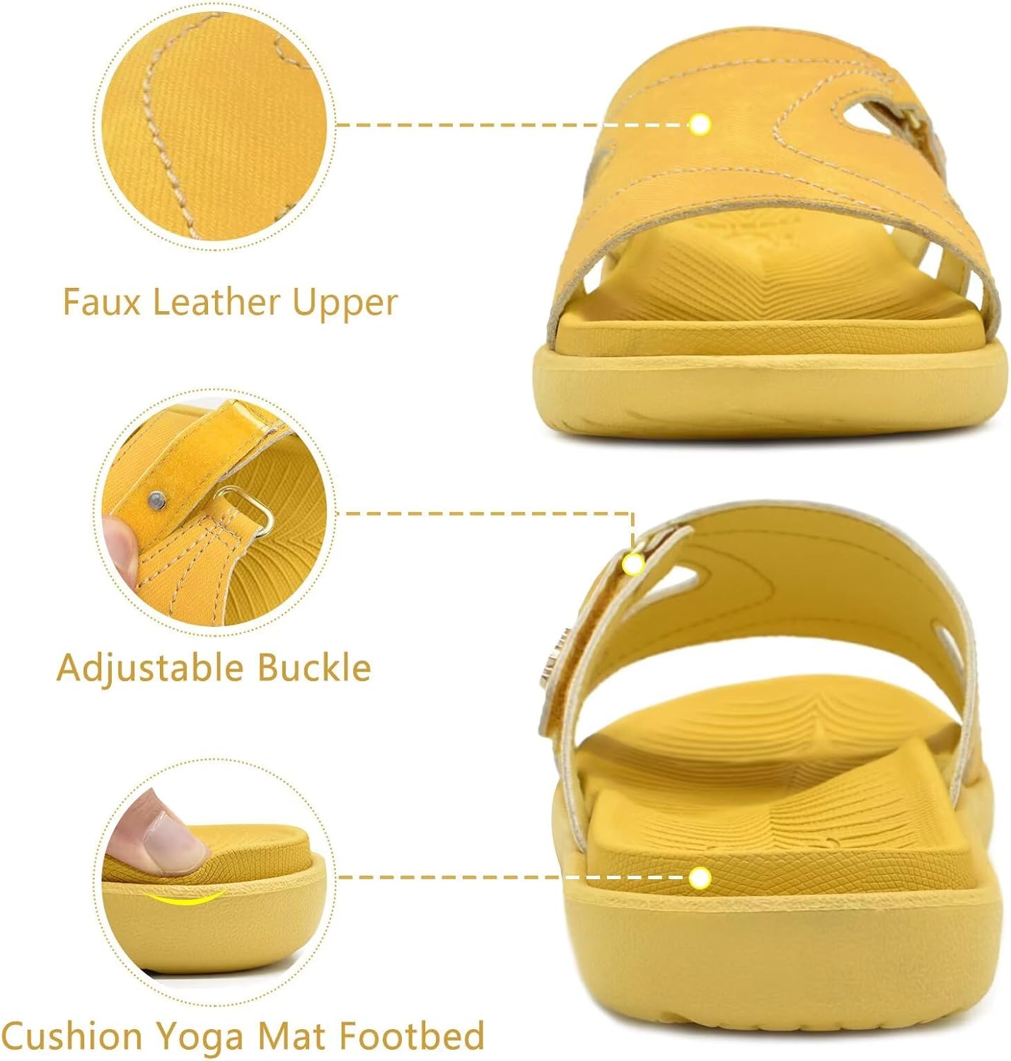 KuaiLu Womens Fashion Orthotic Slides Ladies Lightweight Athletic Yoga Mat Sandals Slip On Thick Cushion Slippers Sandals With Comfortable Plantar Fasciitis Arch Support - Image 5