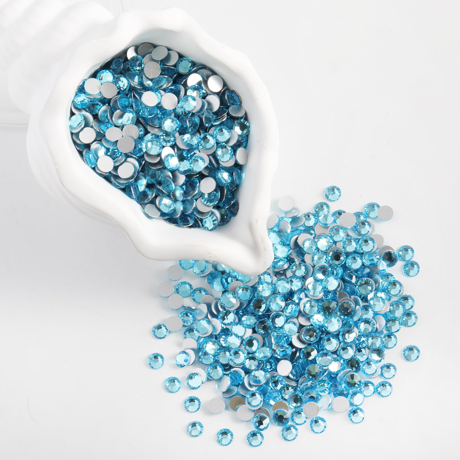 400 strass SS30 con retro piatto, 12 sfaccettature, gemme in vetro diamantato per nail art, abbigliamento, artigianato fai da te, pietre decorative da incollare con retro argento, acquamarina