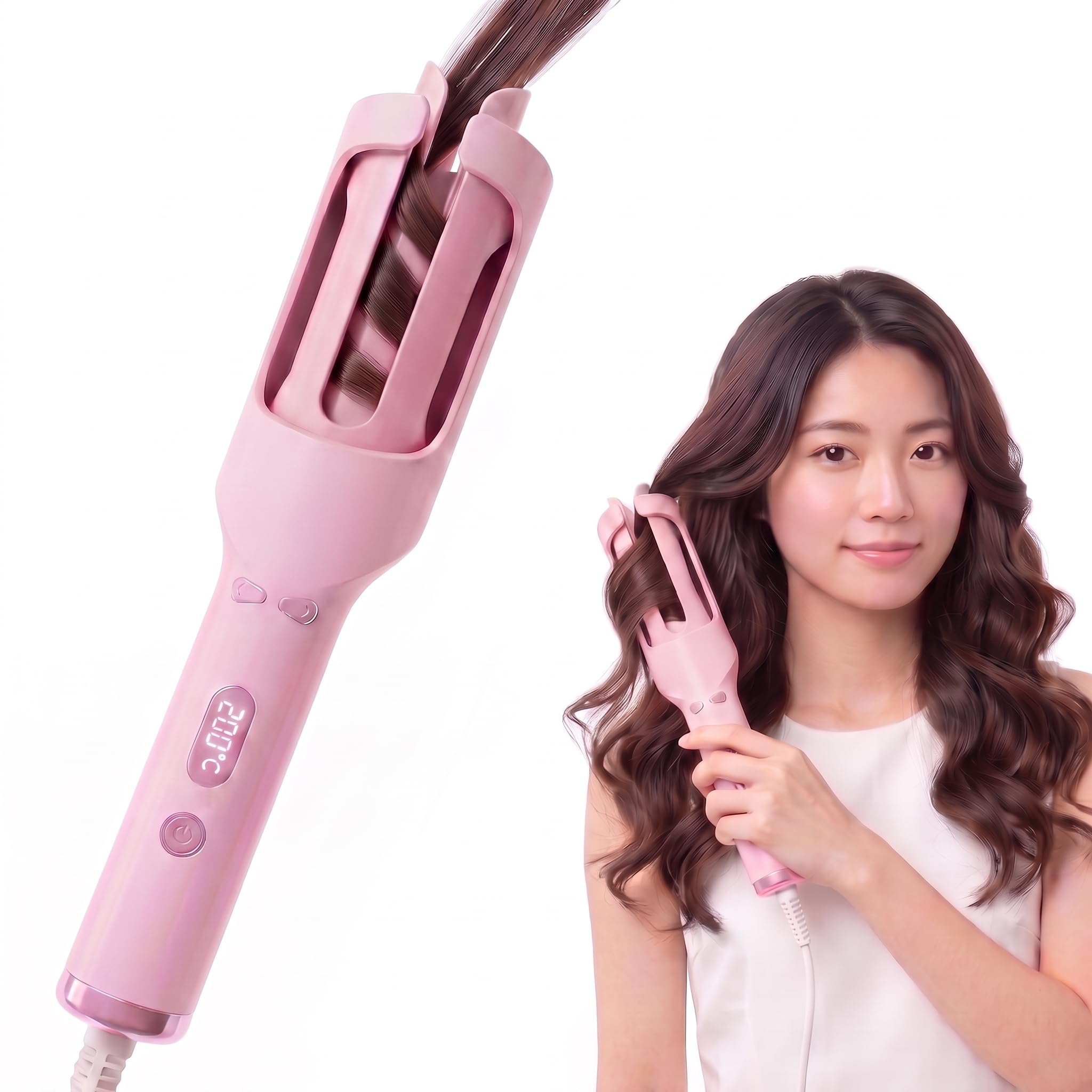 オートカールアイロン　ヘアアイロン　自動　巻き　セラミック素材 ピンク Amazon | Qizheyibvo オートカールアイロン 30mm 自動巻き 自動冷風で