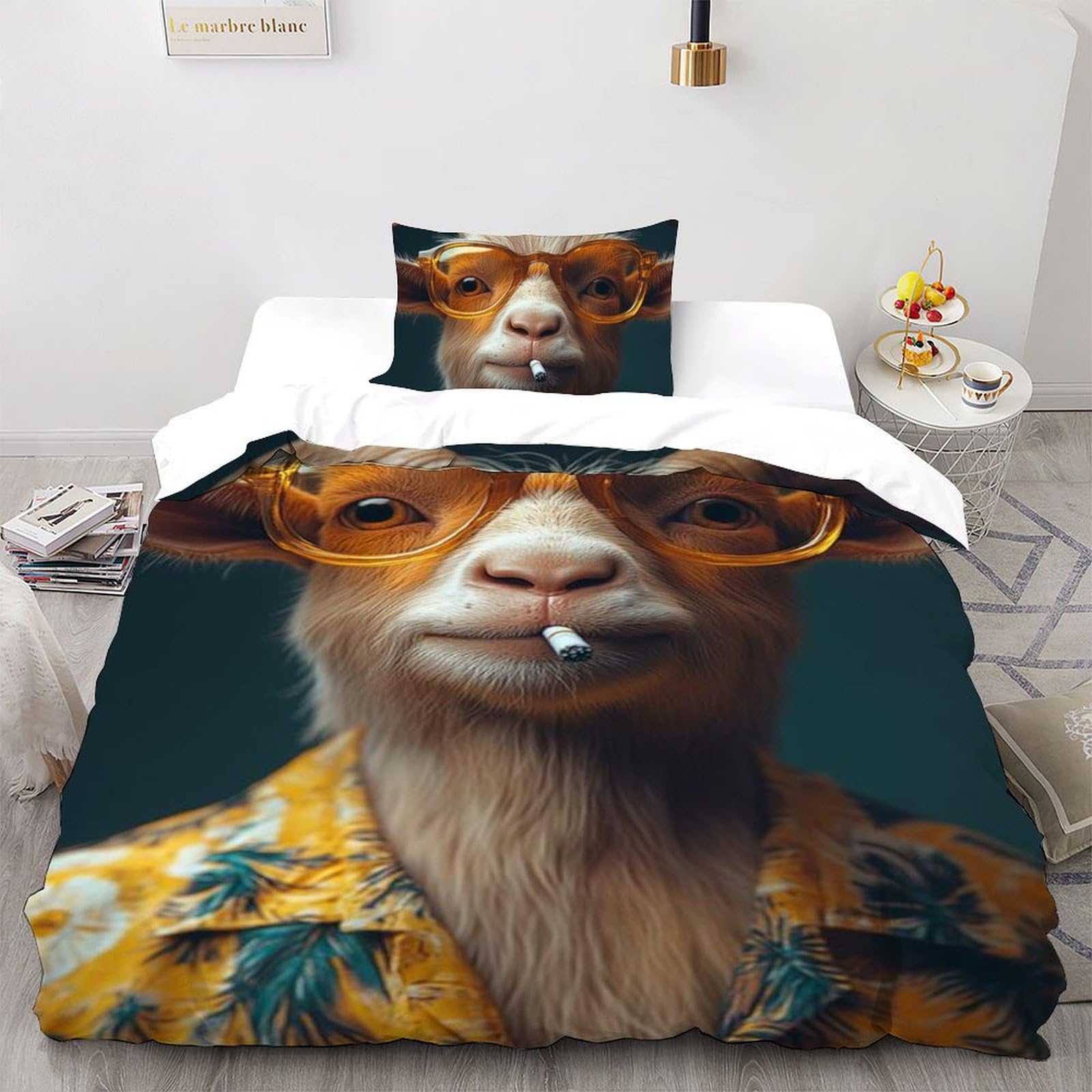 Housse de couette single microfibre Smoking Antelope literie animaux imprimé 3D avec 1 taie d'oreiller