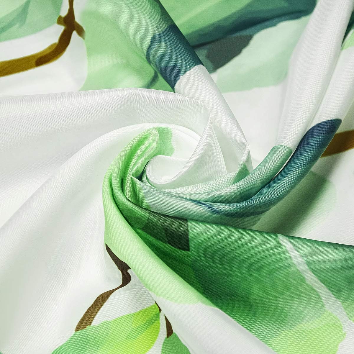 LB Watercolor Green Leaves Shower Curtain, Spring Botanical Leaf Plants Shower Curtain for Bathroom, Floral Decorative Polyester Fabric Curtain with 12 Hooks, 72x78 Inch
