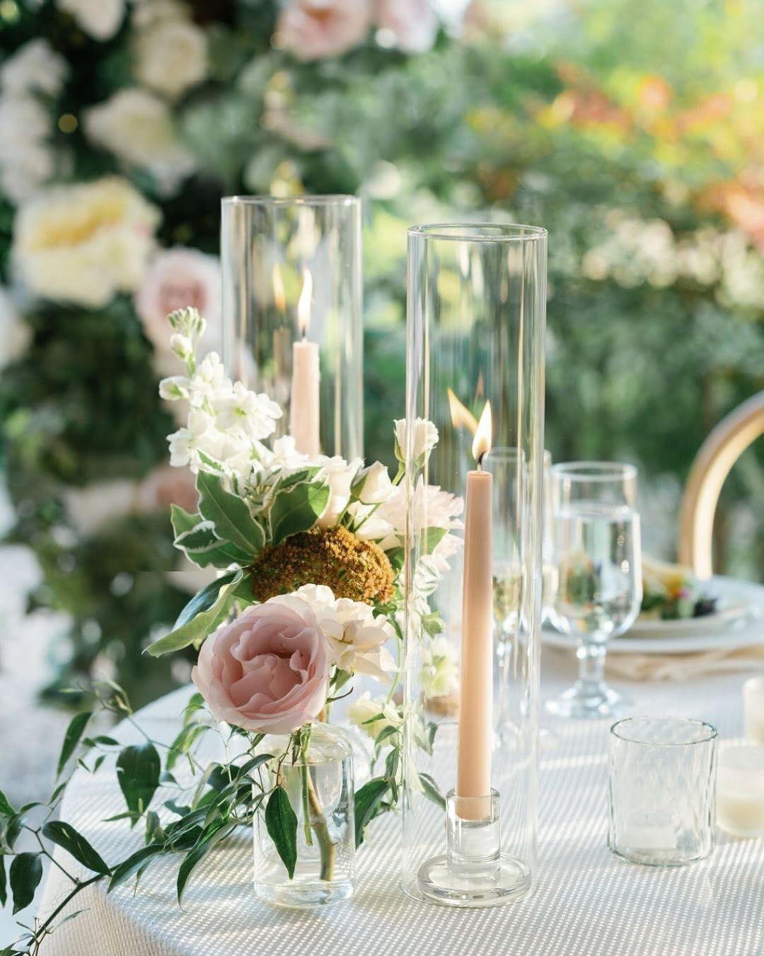 Set Of 6 Glass Hurricane Candle Holders - 13", 15", 17" Heights With Silver Bases, Windproof For Weddings & Home Decor