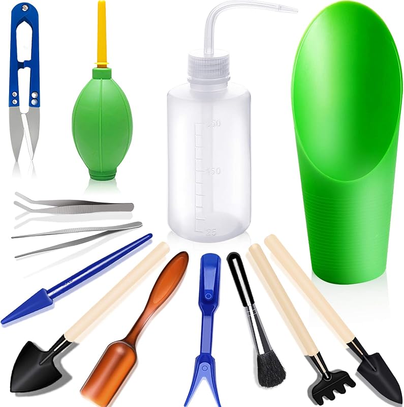 Herramientas para suculentas, mini juego de herramientas de jardín, juego de herramientas de trasplante, kit de cuidado de suculentas para plantas de jardinería en miniatura suculentas, multi, 13 piezas | Ideal para plantar suculentas, jardinería en miniatura y cuidado de bonsáis de interior.