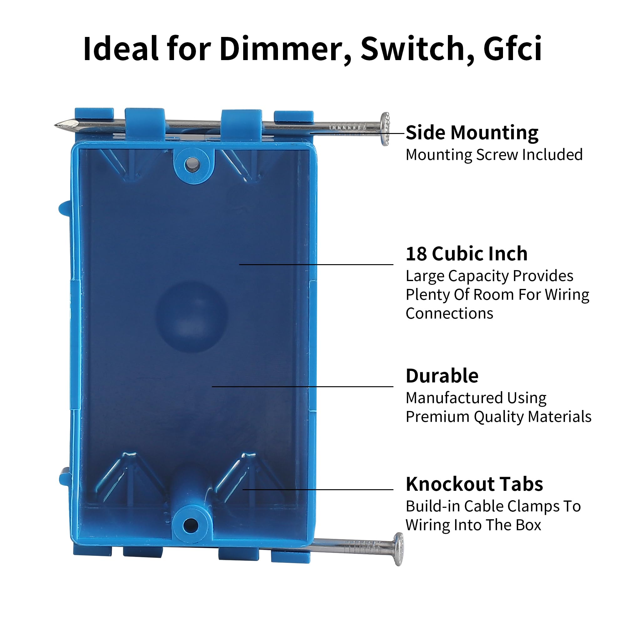 10 Pack Electrical Outlet Boxes - 1 Gang PVC Box -3