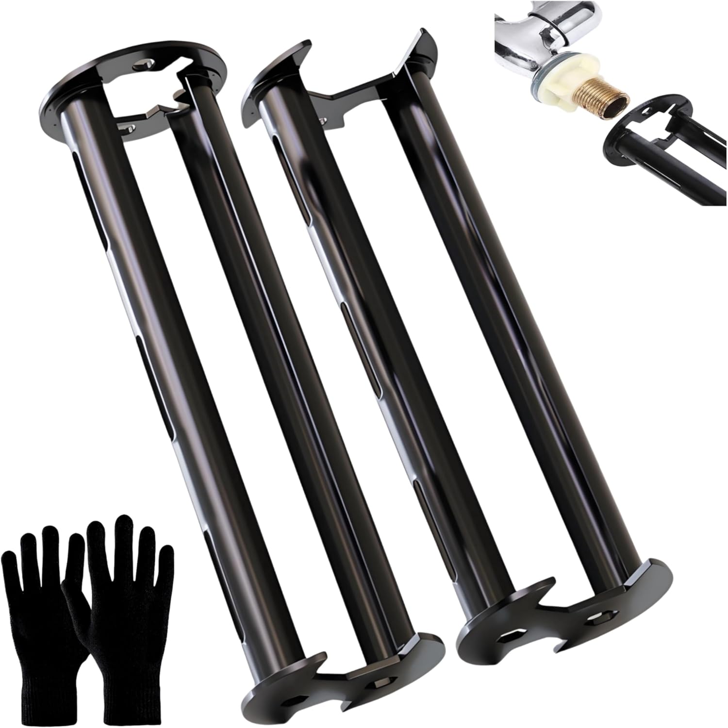 2Pcs Multifunctional Basin Wrench, 11 Sizes Universal Under Sink Wrench Set, Faucet Four-Jaw Hex Plumbing Installation Repair Removal Tools for Kitchen,Bathroom,Toilet. Includes Black Gloves