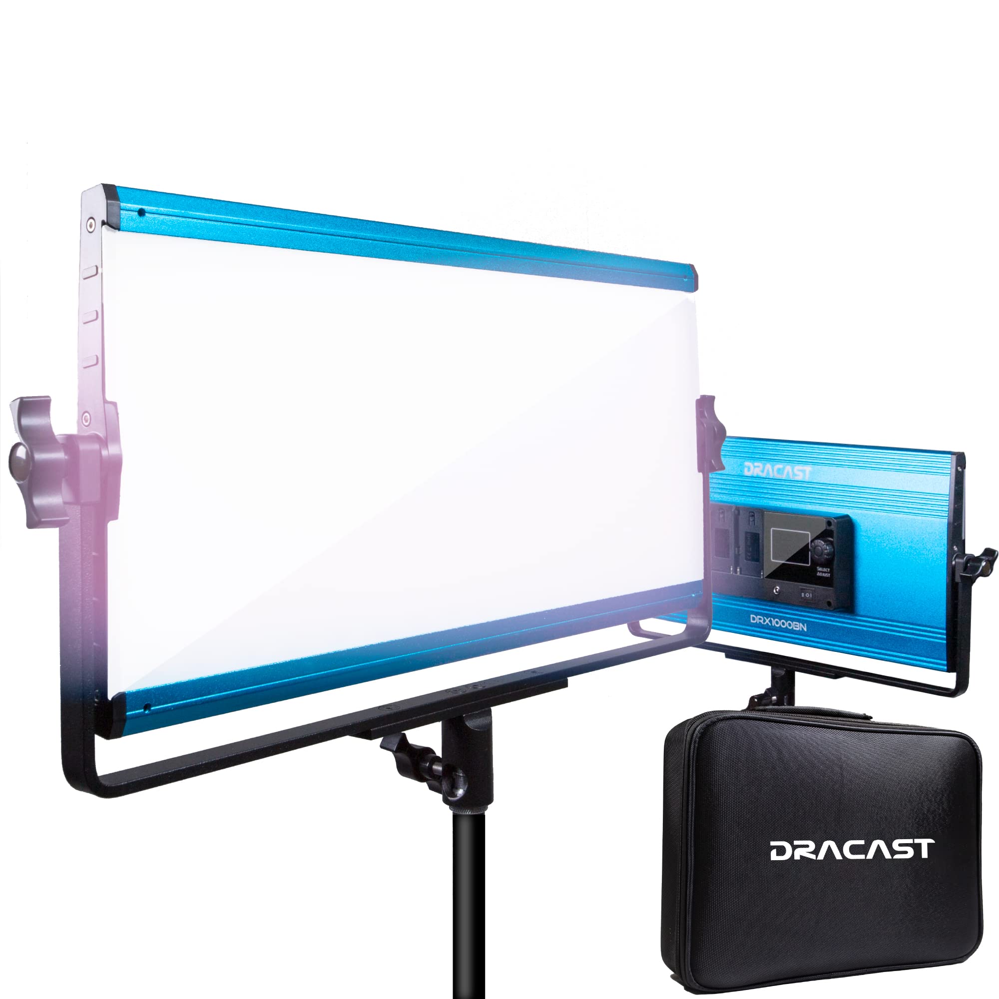DracastX Series LED1000 - Bi-Color 3200K - 5600K LED Video Light | Bluetooth App Control | Dimmable Lighting 0-100% | CRI & TLCI 96+ | Dual NP-F Battery Plate | Carry Case