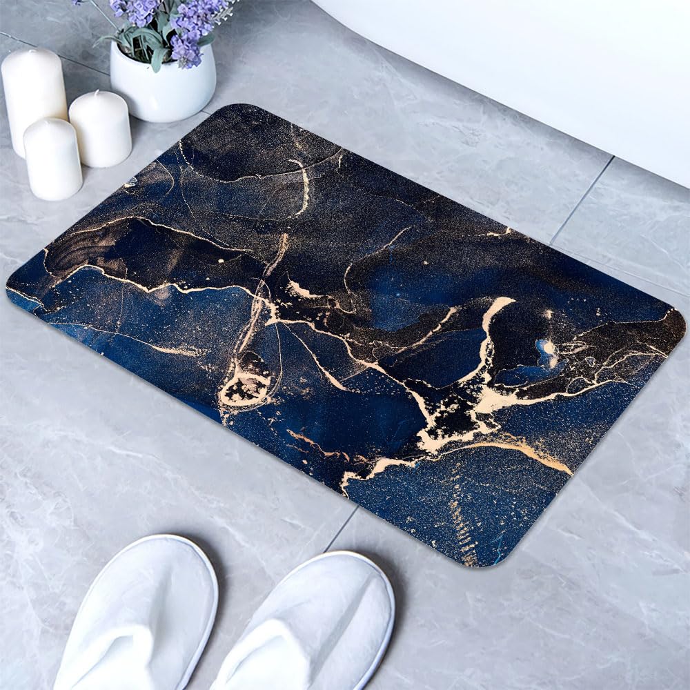 Tapis De Bain Motif Requin Marteau Camouflage Bleu - 80x49 Cm, Antidérapant, Lavable Machine - Polyester