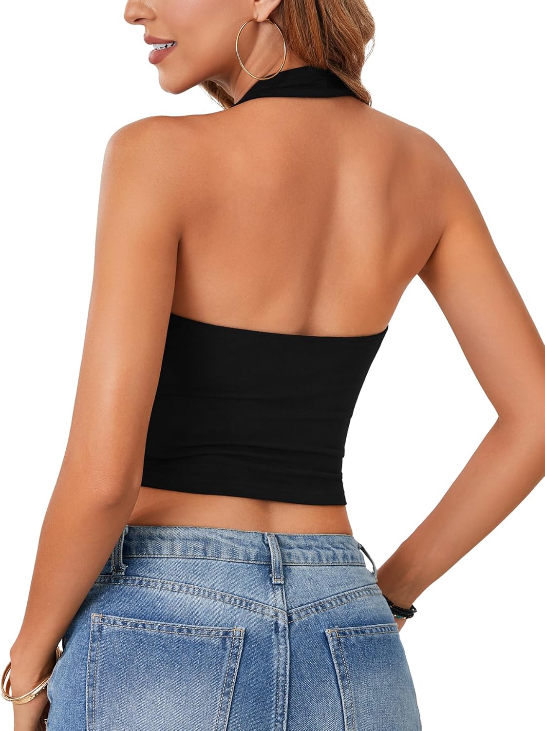 OPOIPIN Women's Halter Ribbed Knit Top V Neck Sleeveless Sexy Vest Tank Top - Image 5