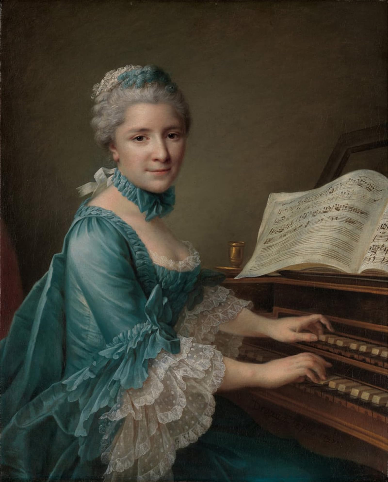ARTXLXXBN Famous Painting Canvas Artwork Graffiti Print Portrait of a Woman Said to Be Madame Charles Simon Favart by Francois Hubert Drouais Portrait Canvas Image for Home Decor 60x90cm