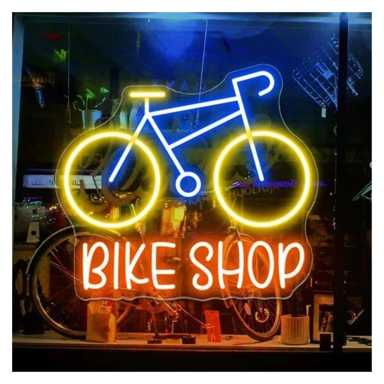 Lemst B Signs Lamp Ike Neon Sign Icycle Shop Decor Clu Wall Decor Night Light Us Powered Cyclist Icycle Lover Home 40.7Cmх36cm(B)