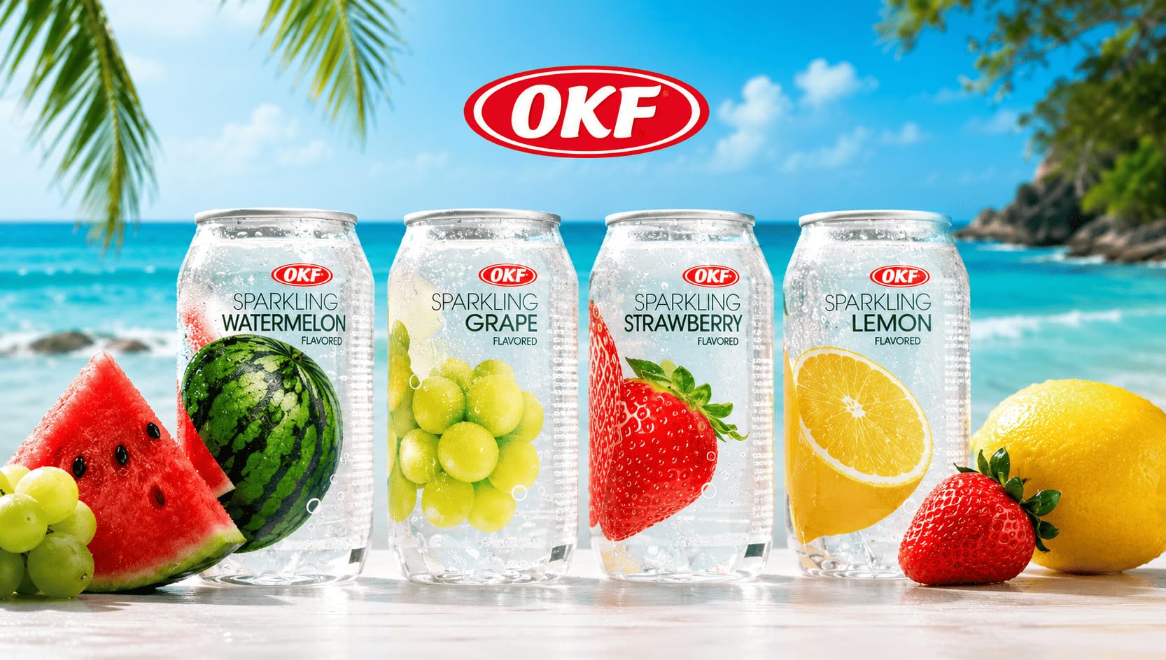 Refresco Coreano OKF 350ml Água Saborizada Sparkling Importado