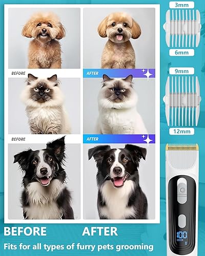 Miniatura 7 de Aspiradora de aseo para perros, kit de aseo para mascotas con cortadora de perros y 5 herramientas, secadora de 113 , succión del 99% de pelo de