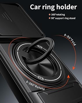 Compatible with vivo iQOO Z10x 5G Case Cover,Compatible with Vivo Y29 4G V2434 / T4X V2437 / Y31 Pro 5G with Slide Camera Cover Phone Stand Protective Case Black