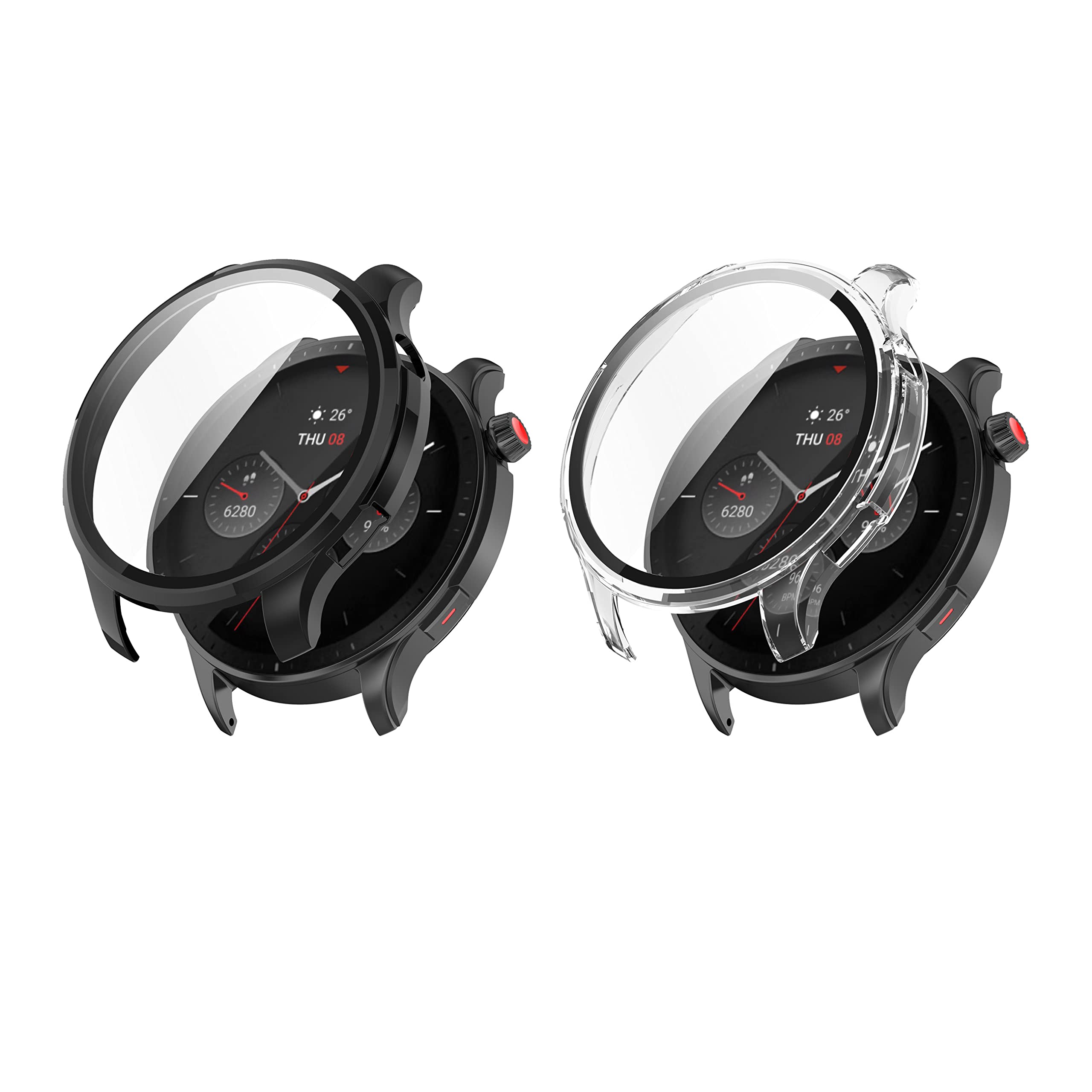 Screen Protector Cases Compatible with Amazfit GTR 4 Pro/GTR 4 Shockproof Cover Slim Guard Thin Bumper Shell Protector Built-in Tempered Film Design (