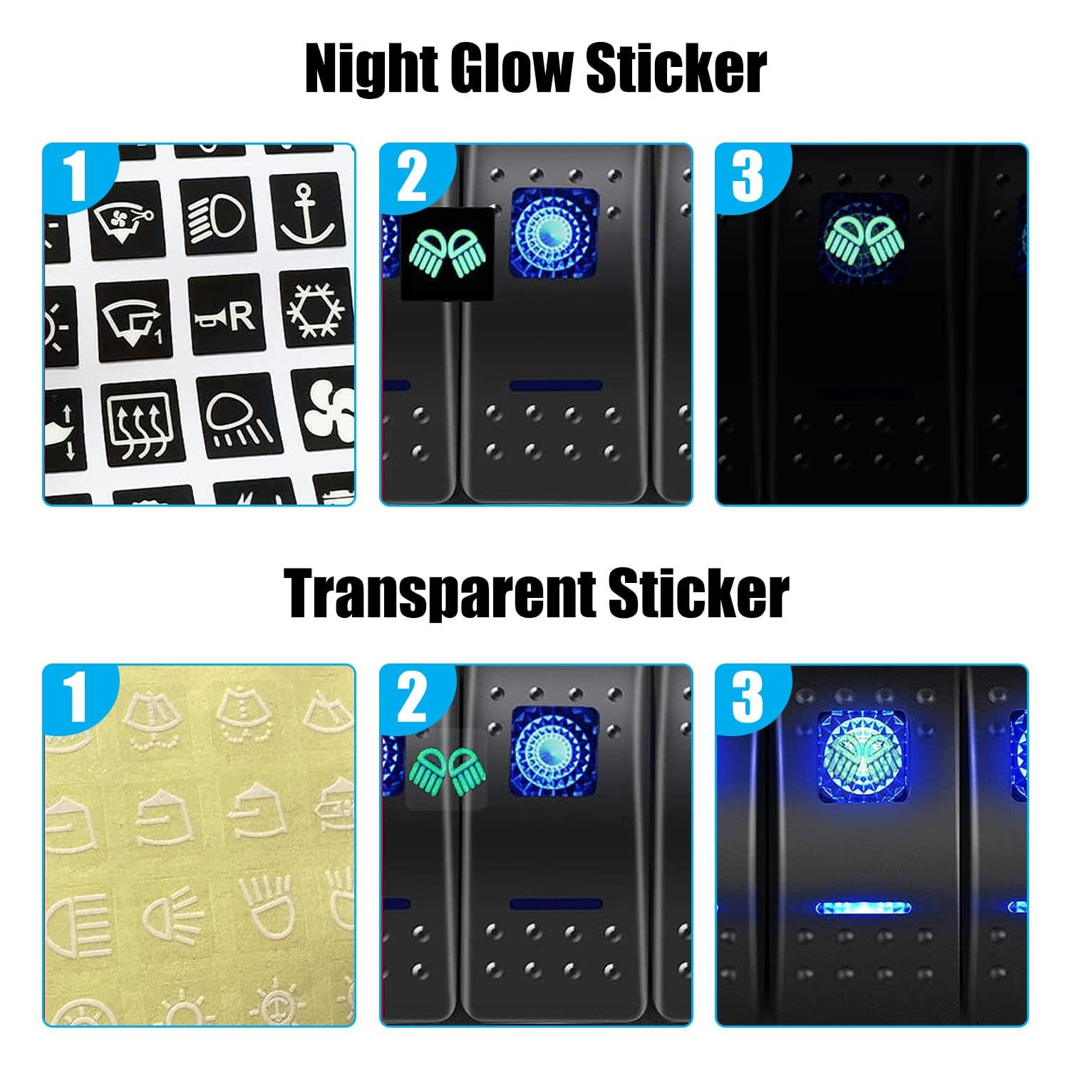 FXC Waterproof Marine Boat Blue Rocker Switch Panel 5 Gang with QC3.0 USB & Type-C Slot Socket + Cigarette Lighter +LED Voltmeter with Overload Protection Circuit Breaker for Car Rv Vehicles Truck