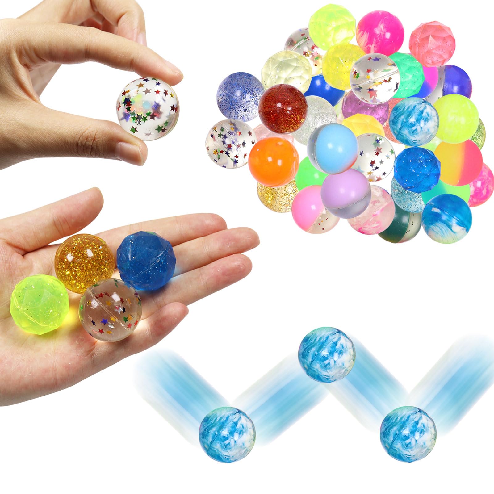 Flummies Flummies 24 sztuki dla dzieci, Flummies 27 mm, prezenty urodzinowe dla dzieci, prezenty urodzinowe dla dzieci, wypełnienie pinata, prezent urodzinowy