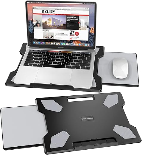Laptop Lap Desk for Bed & Couch, Portable Laptop Lap Pad with Retractable Left/Right Mouse Pad, Stable & Comfortable Lap Tray for Sofa, Travel, Writing & Home Office