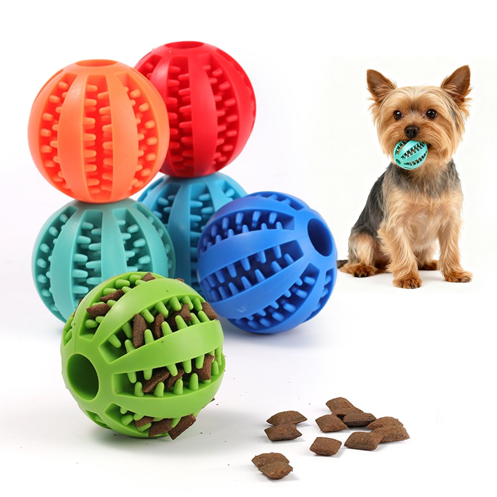 犬 ボール おやつボール おもちゃ シリコン製 餌入れ 知育 歯磨きボール 小型犬 中型犬 ストレス解消 清潔簡単 (レッド, 小)