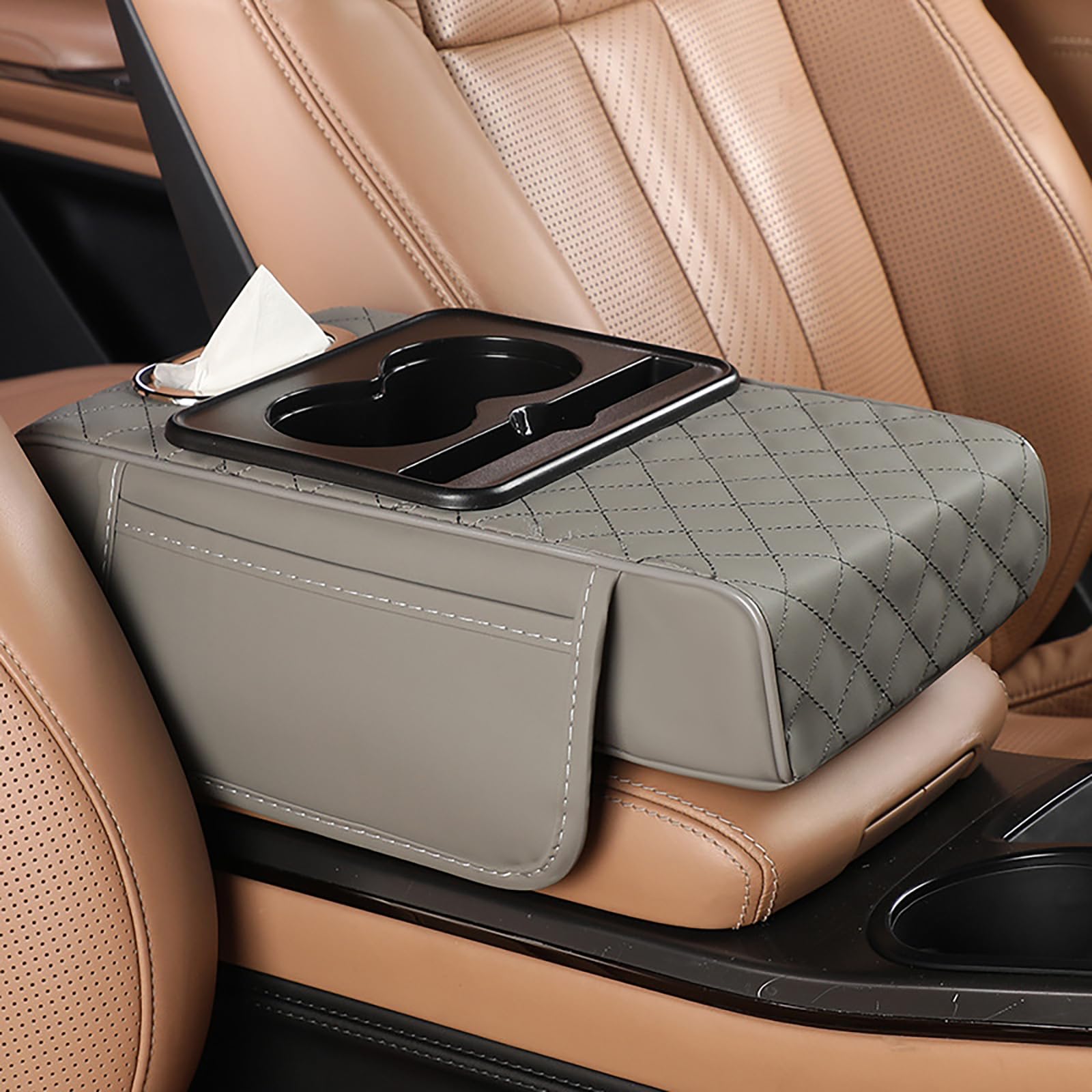 Myjdml C Ar Armrest Mat For Fisker Ocean, 4-In-1 Enter Onsole Over, Ar Armrest Pad With Up Holder, Multifunctional Ar Armrest Ushion,