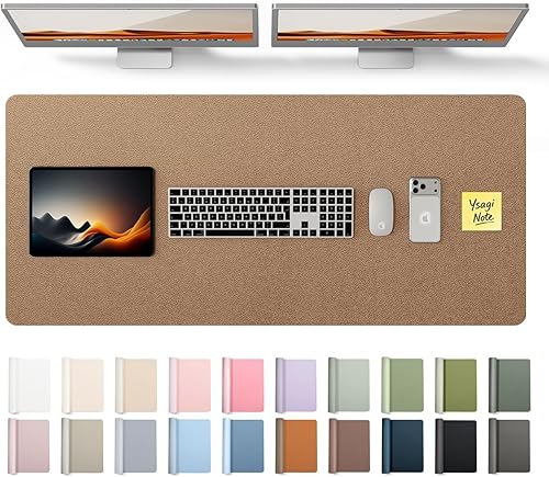 Miniatura 48 de YSAGi Protector de escritorio de piel, alfombrilla de oficina, alfombrilla grande para ratón, alfombrilla antideslizante de piel sintética, Azul