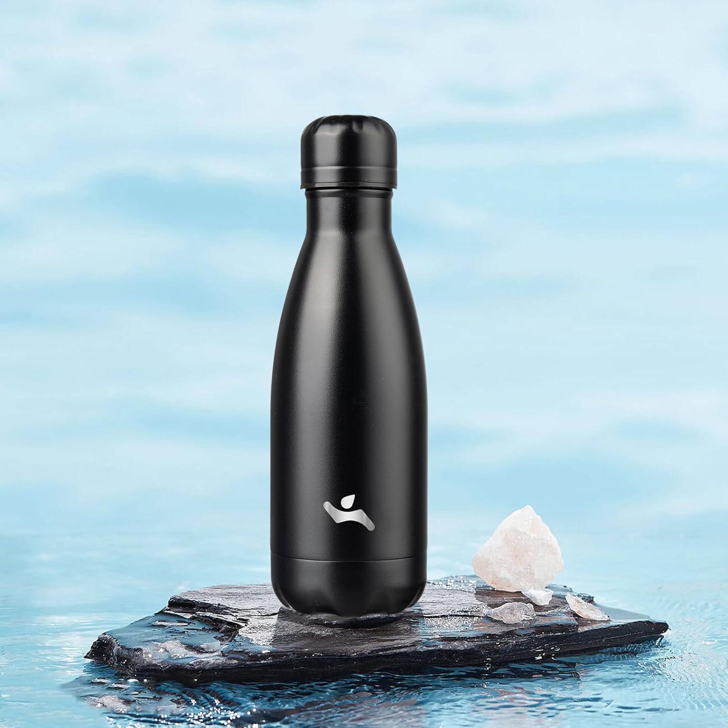 Insulated Water Bottles,12 oz Double Wall Stainless Steel Vacumm Metal Flask for Sports Travel,Midnight Black - Image 6