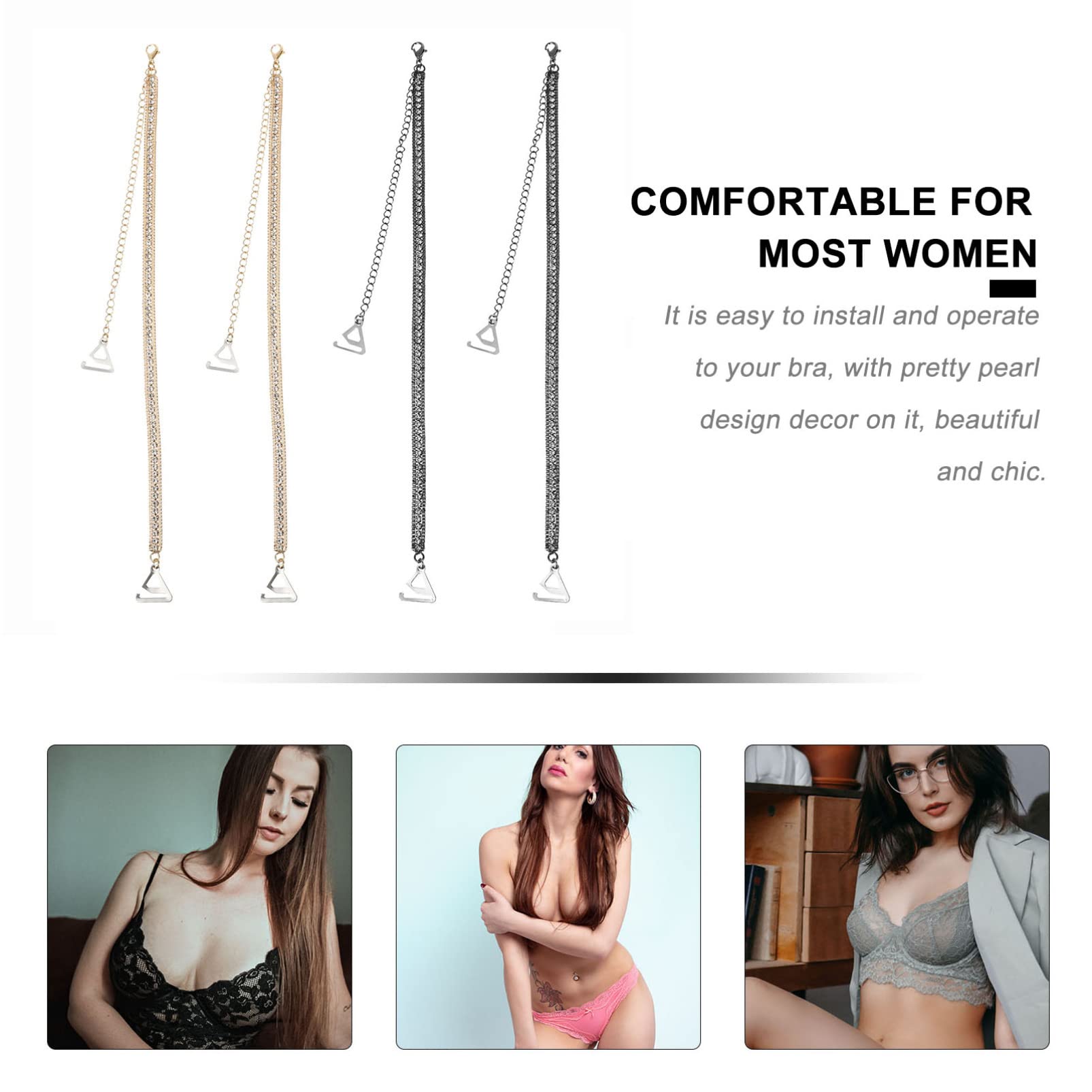 LIFKOME 8pares De Sujetador Ajustable Antideslizante Perlas De Tirantes Decorativos Para Mujer Accesorio De Moda Verano Compatible Ropa