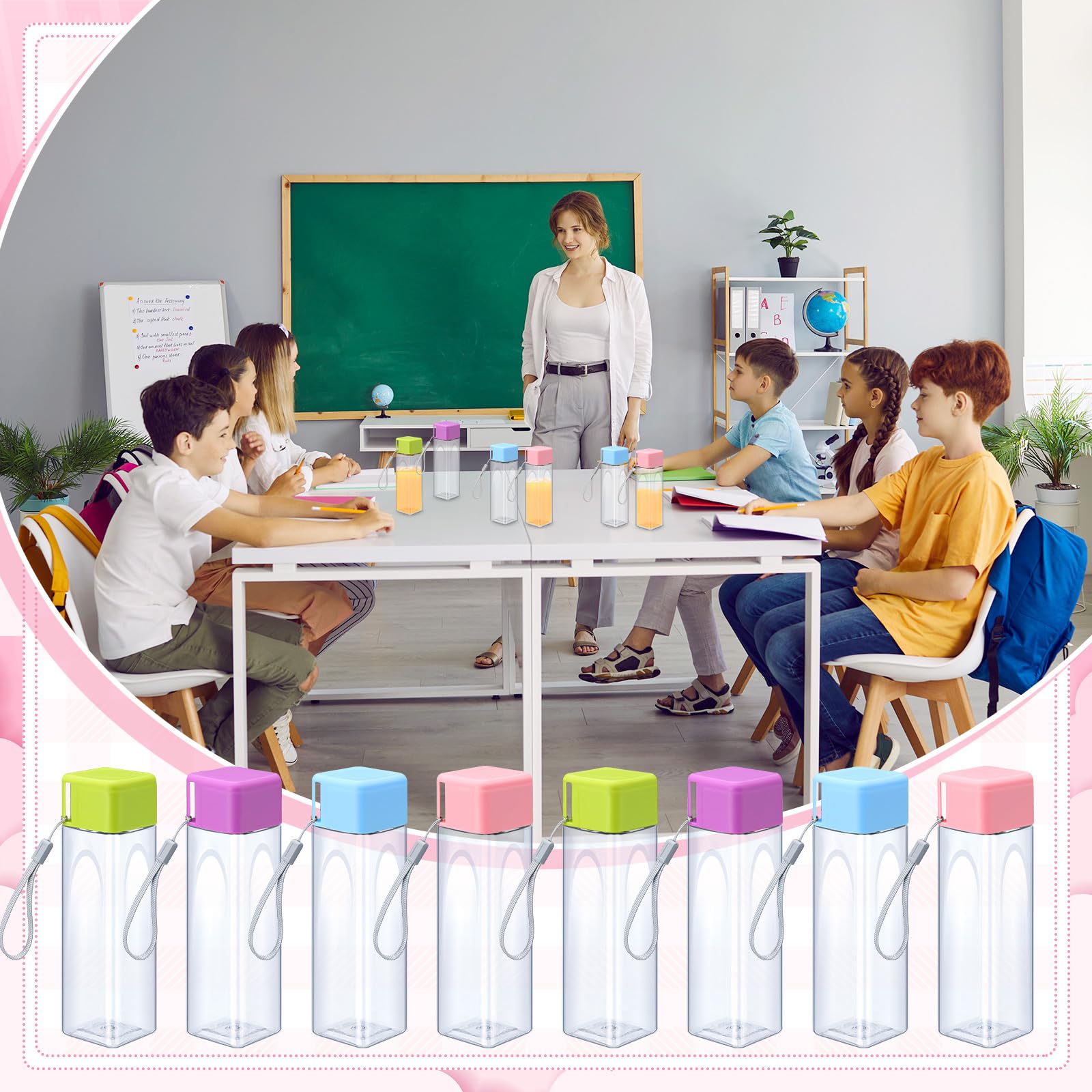 Mifoci 10 Stück Wasserflasche Bulk 482 ml Kunststoff Sport Wasserflaschen mit auslaufsicherem Deckel für Erwachsene Wiederverwendbar Outdoor Fitness