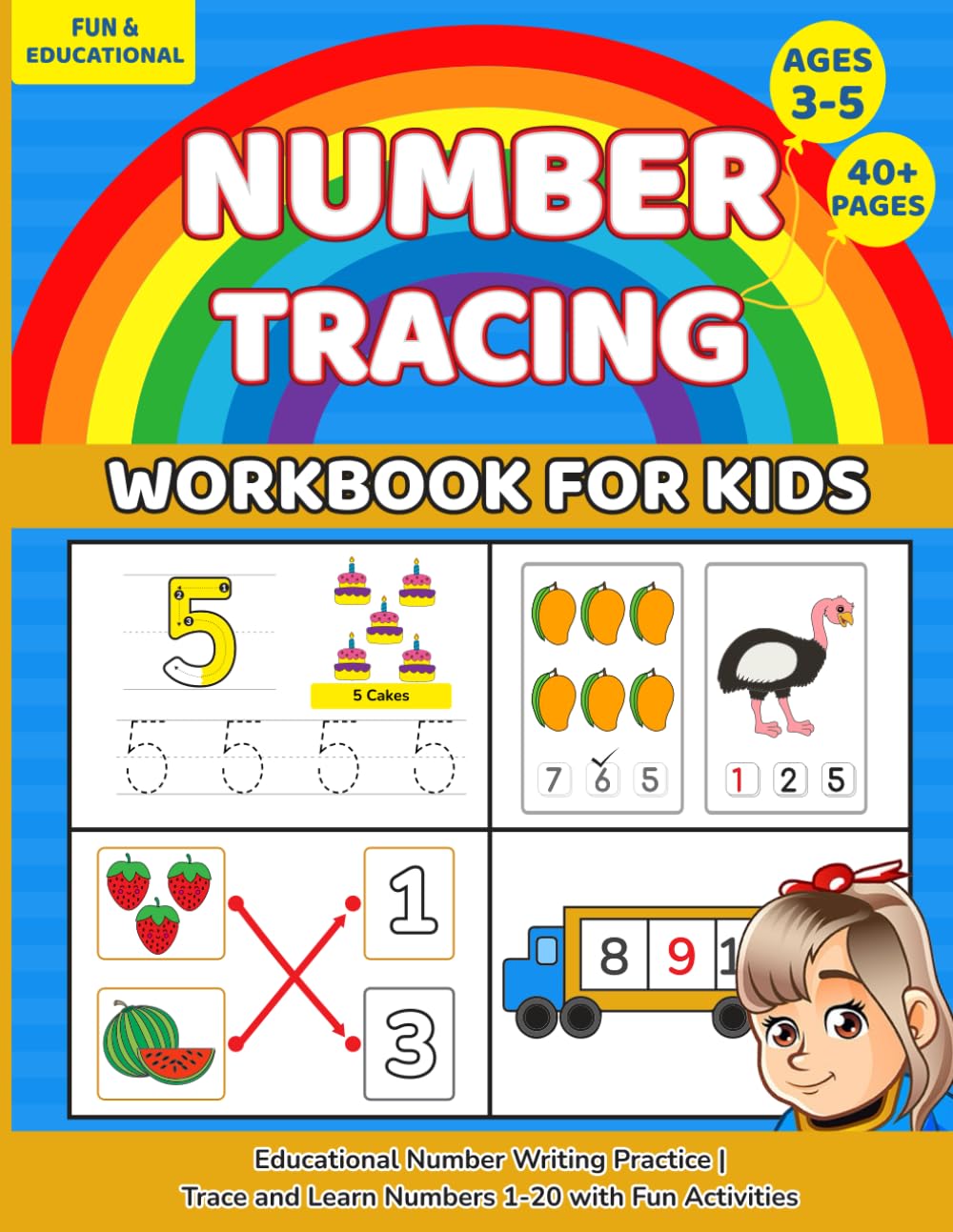 Number Tracing Workbook for Kids Ages 3-5: Educational Number Writing Practice | Trace and Learn Numbers 1-20 with Fun Activities