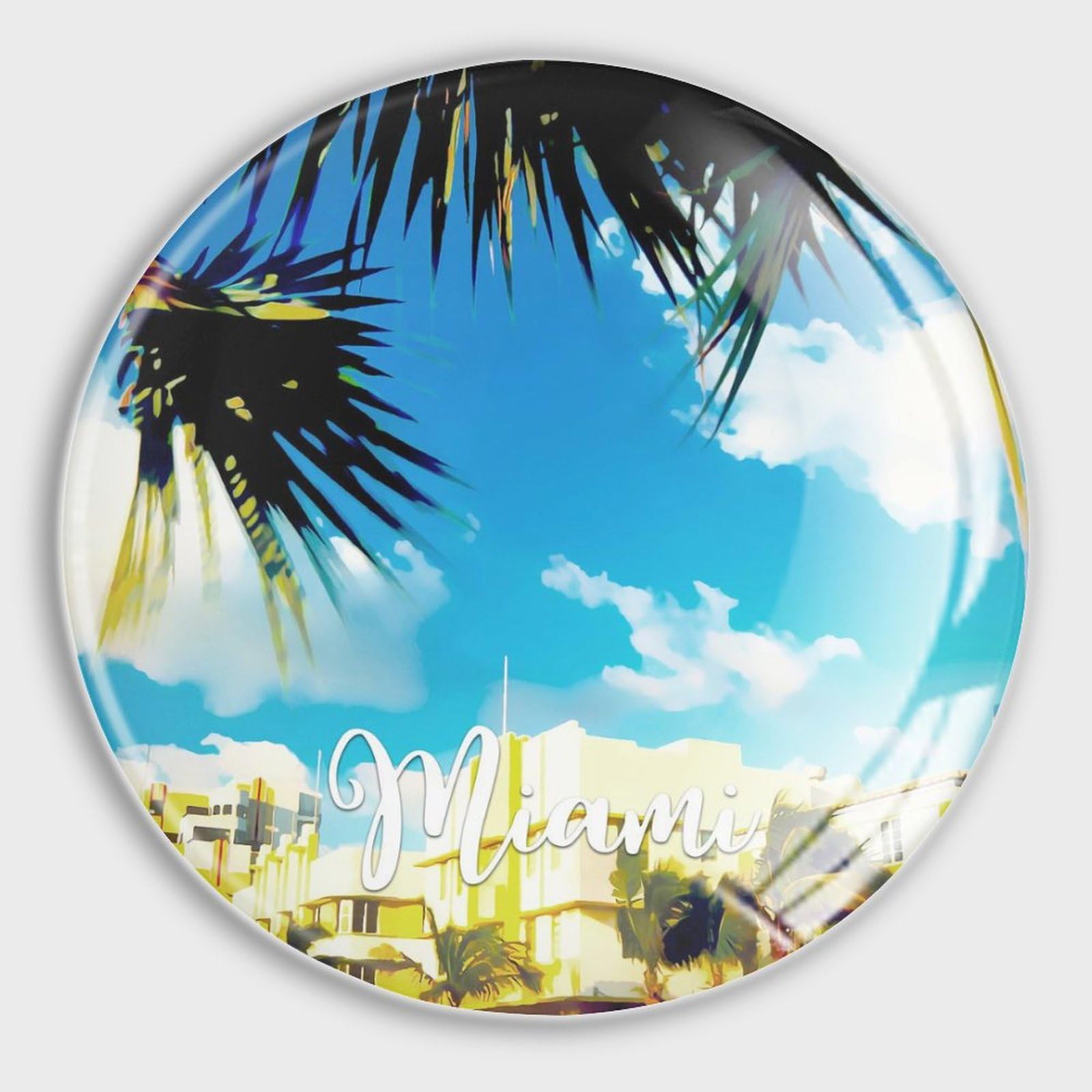Imanes de nevera pequeños de Miami pack de 4 imanes decorativos de vidrio
