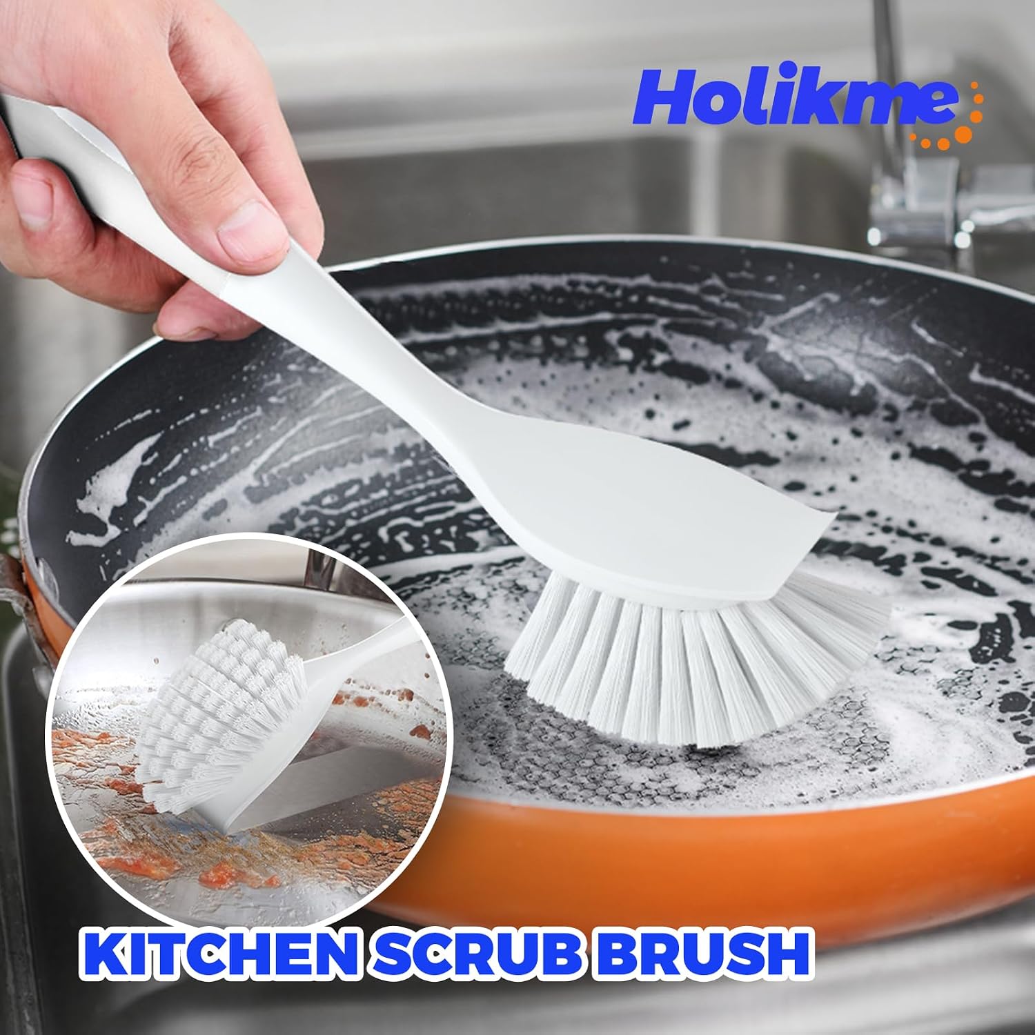Holikme Dish Brush Cleaning Brush Set for Cleaning Groove Gap,White