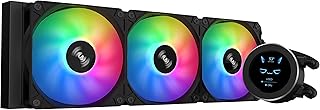 SAMA 360mm CPU Liquid Cooler with LCD Screen Temperature Display and Video Playback PC Cooling AIO Water Cooler for AMD/Intel Black