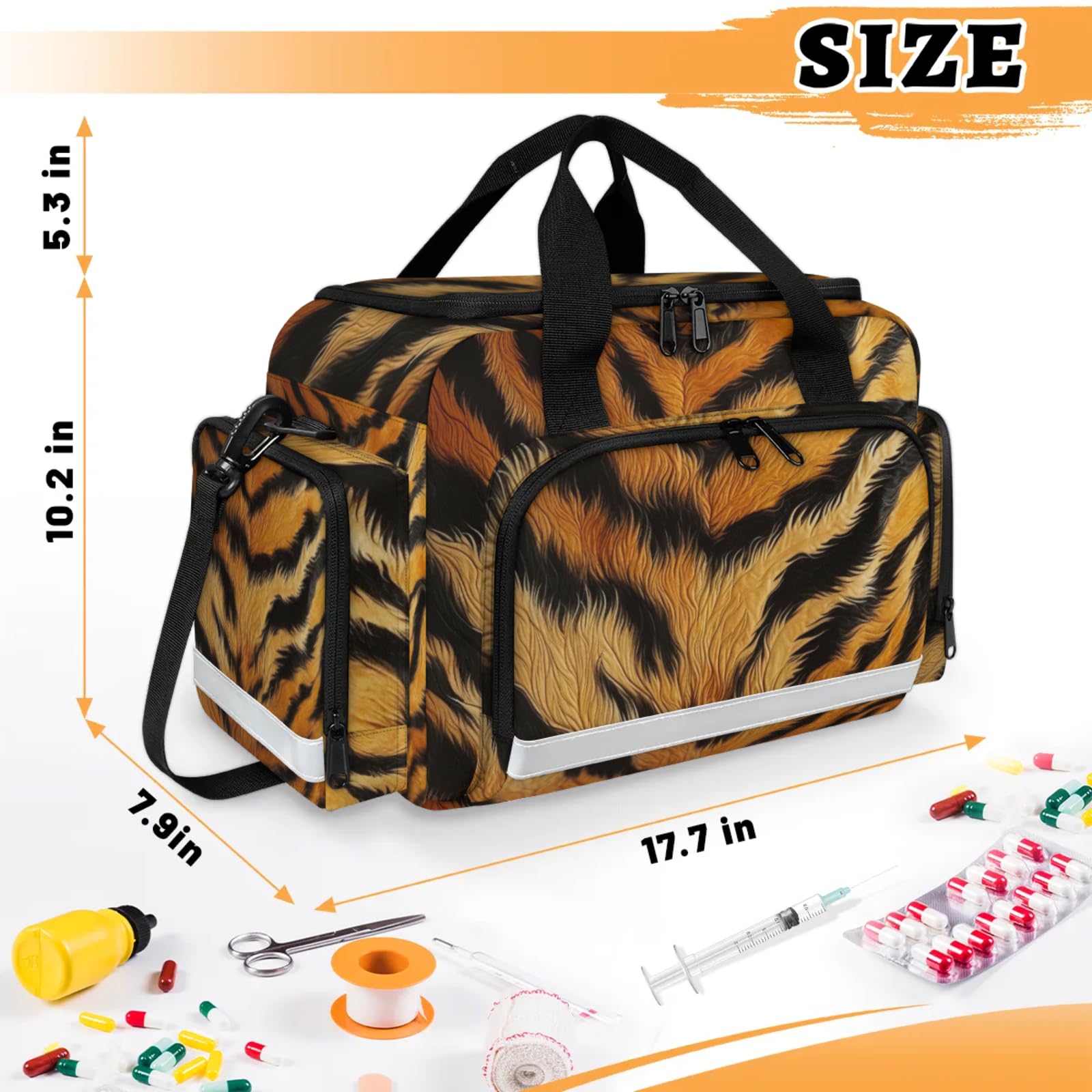 GzLeyigou First Aid Bags Empty, Classic Leopard Print Emergency Bag First Aid Kit Multiple Compartment Kit Carrier On Call Trauma Bag For Paramedics Emergency Medical Supplies Kit