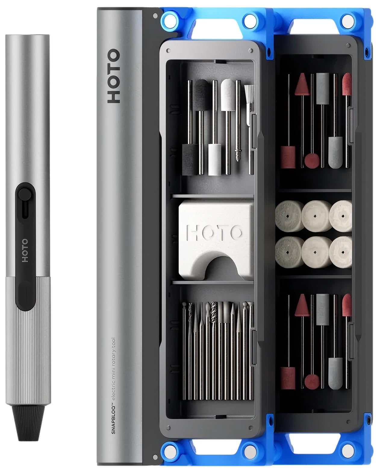 HOTO SNAPBLOQ R-A04 Mini Cordless Rotary Tool Kit - Brushless Motor, 22000 RPM Variable Speed, 38-Piece Accessory Set for Sanding, Engraving, Drilling, Polishing | Compact DIY Power Tool for Crafts